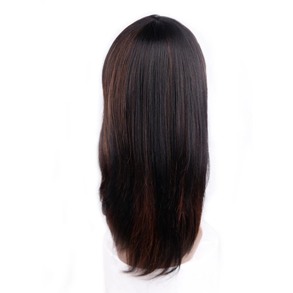 Amir средняя длина прямой синтетический парик для женщин натуральный Омбре черный до красный цвет волос с челкой термостойкие