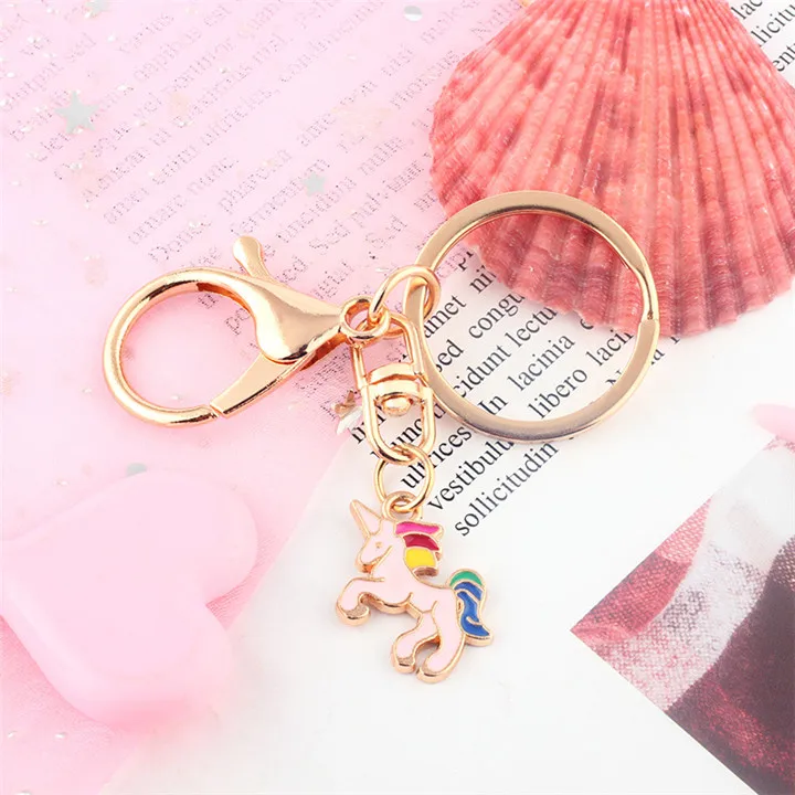 9  Creative Cartoon Keychains Heart Flamingo Unicorn Keychain Keyholder Animal Pendant Kaychain For Women Fashion Jewelry Keyring