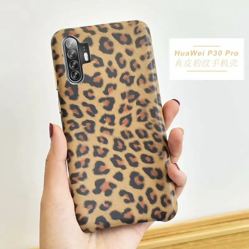 Роскошные Leopard Подлинная Кожаный чехол для huawei P30 Pro Чехол телефон защитной оболочки кожи сумка для huawei P30