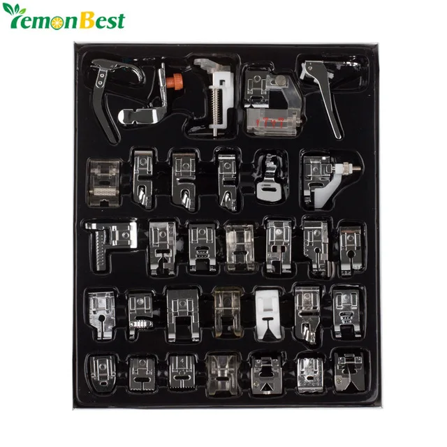 

32pcs Home Domestic Sewing Machine Presser Foot Feet Kit Set With Box For Brother Singer Janome DIY Sewing Machine Accessories