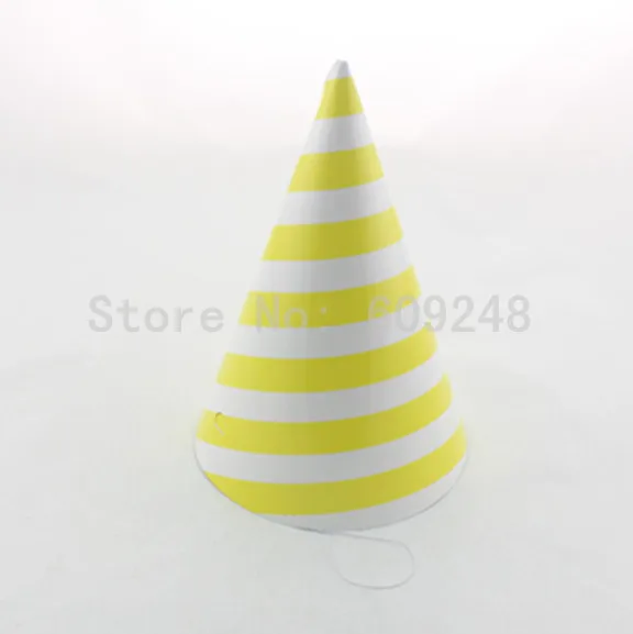 

12pcs Children Kids Adults Celebration Wedding Carnival Birthday Yellow Stripe Paper Party Hats,Stripe Tea Party Caps Supplies