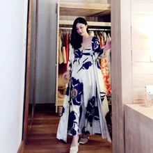 Синий Шелковый роскошный женский халат с цветочным принтом, комплект из 2 предметов, элегантная длинная Пижама, женский халат, сексуальное женское белье, платье для сна 5589