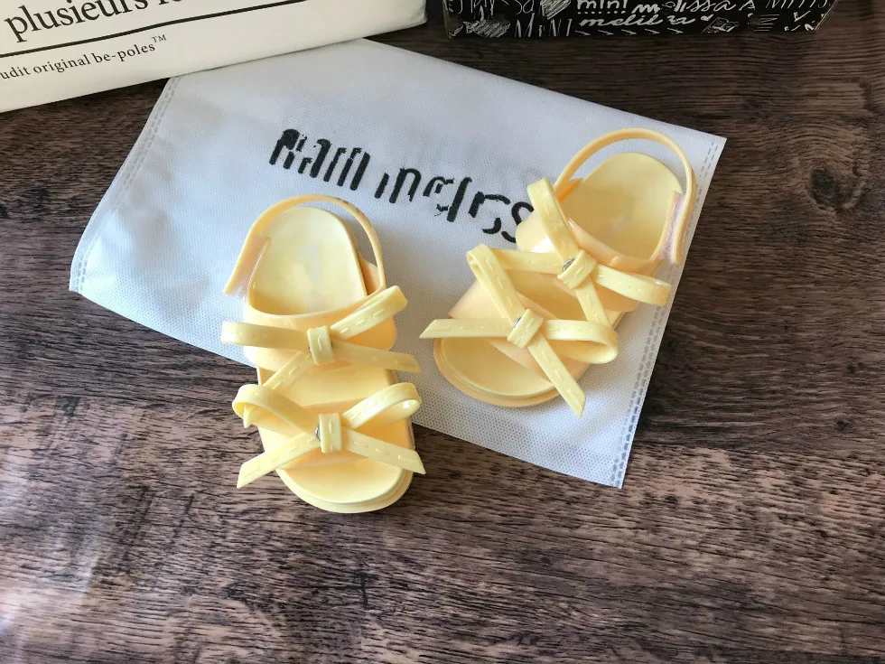 Mini Melissa/ г. Космические сандалии прозрачные сандалии для девочек босоножки для девочки принцессы с бантом детская пляжная обувь Нескользящая детская мини Melissa Baby