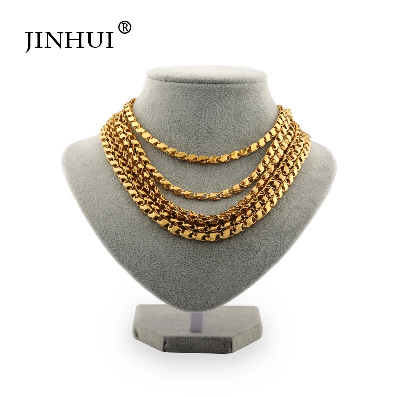 

Jin Hui African Trendy Golden Necklaces width 5mm Length 50 60cm 2metres fashion Men Women Jewelry friend Birthday present gift