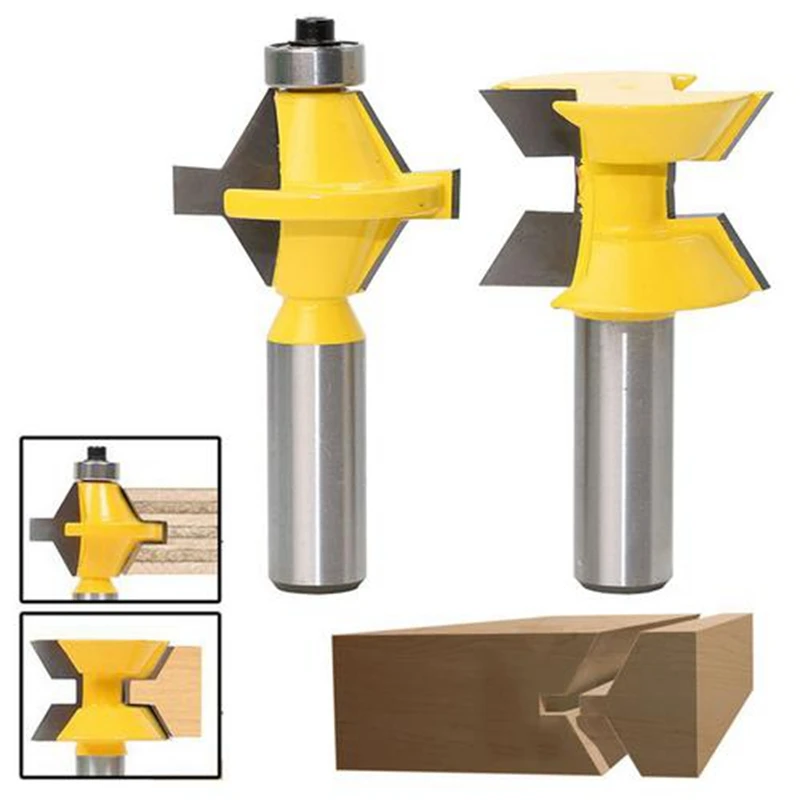 2PCSSet 12 Shank Woodworking Router Bit 120 Degree Tenon Cutter Plywood Router Bit Woodworking Groove Chisel Cutter Tool