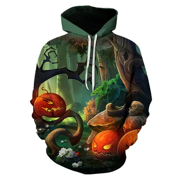 

2018 Fashion Hoodies Pullovers Men Women 3D Printed Funny Evil Printed Sweatshirts Halloween Hoody Coats