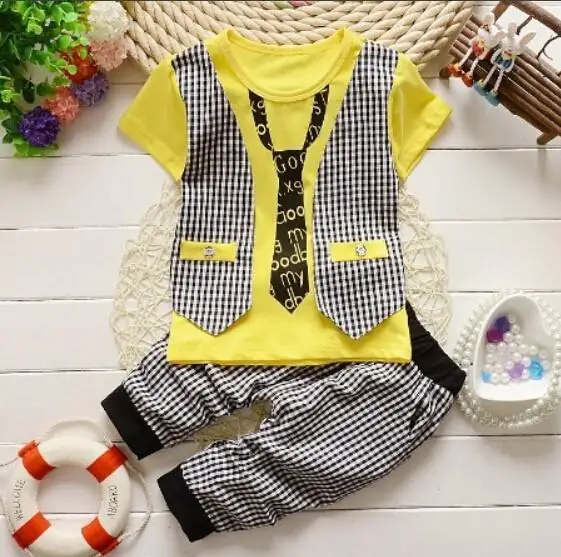 

Fashion Baby Boy summer Clothing Set kids Clothes set Gentleman Suit Boys short Sleeve T-shirt