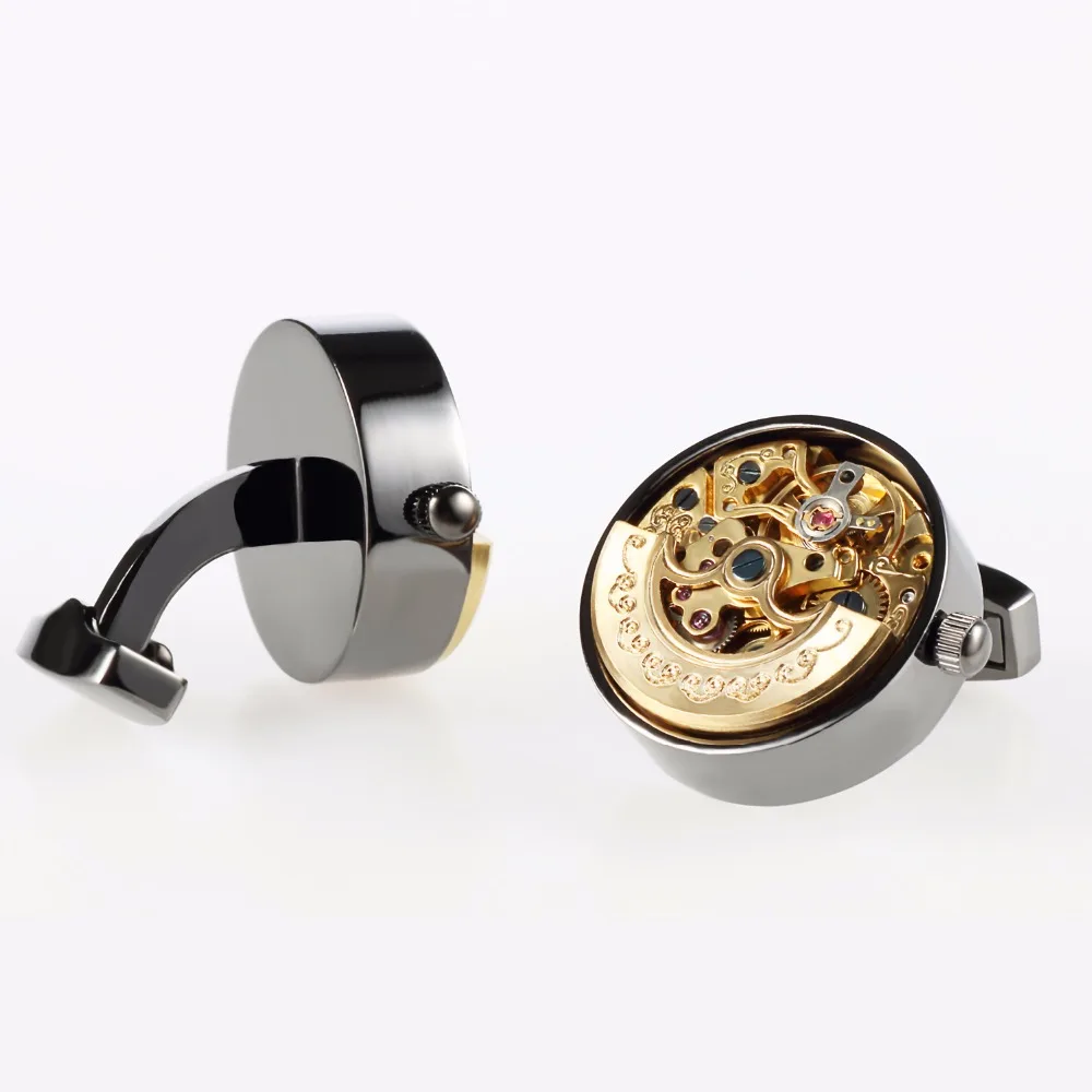 Новинка, мужские высококачественные французские функциональные часы, запонки для движения, нержавеющая сталь, запонки для рубашки, gemelos, подарок