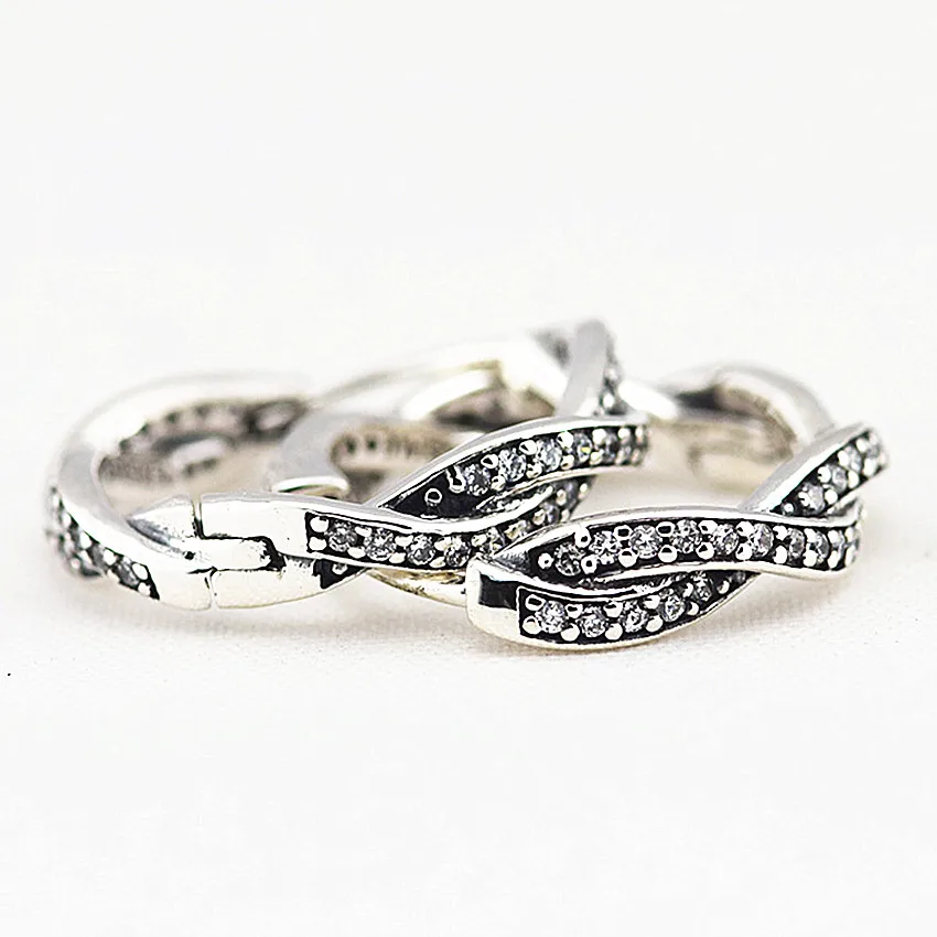 

925 Sterling-Silver-Jewelry Hoop Earrings for Women Braided Silver Hoops Earrings with AAA Clear CZ Genuine Silver 925 Jewelry