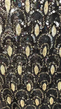 

2018 Latest design sequins Lace fabric for party dress High Quality sequins Embroidered tulle Lace Fabric for Wedding Fabric