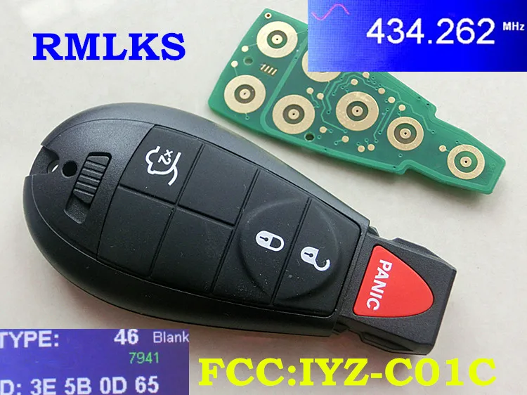 Дистанционный умный ключ 434 МГц PCF7941 чип подходит для Chrysler 300 город и вездеходная машина ключ дистанционного управления M3N5WY783X/IYZ-C01C
