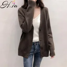 H. SA женский осенне-зимний свитер большого размера и кардиганы, Рождественский свитер, куртки, повседневная черная верхняя одежда, корейский Свободный джемпер