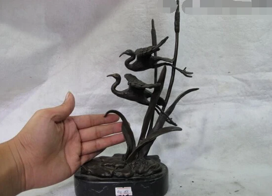 

wholesale factory Chinese Copper FengShui red -crowned crane Fly Orchid cymbidium grass Art Statue