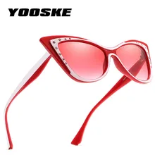 YOOSKE Алмазные Солнцезащитные очки женские роскошные брендовые дизайнерские солнцезащитные очки «кошачий глаз» женские модные солнцезащитные очки с бабочкой UV400