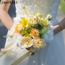 JaneVini Свадебные Холдинг элегантные свадебные букеты искусственный шелк розы цветы Свадебные букеты Свадебные аксессуары Buque De Noiva
