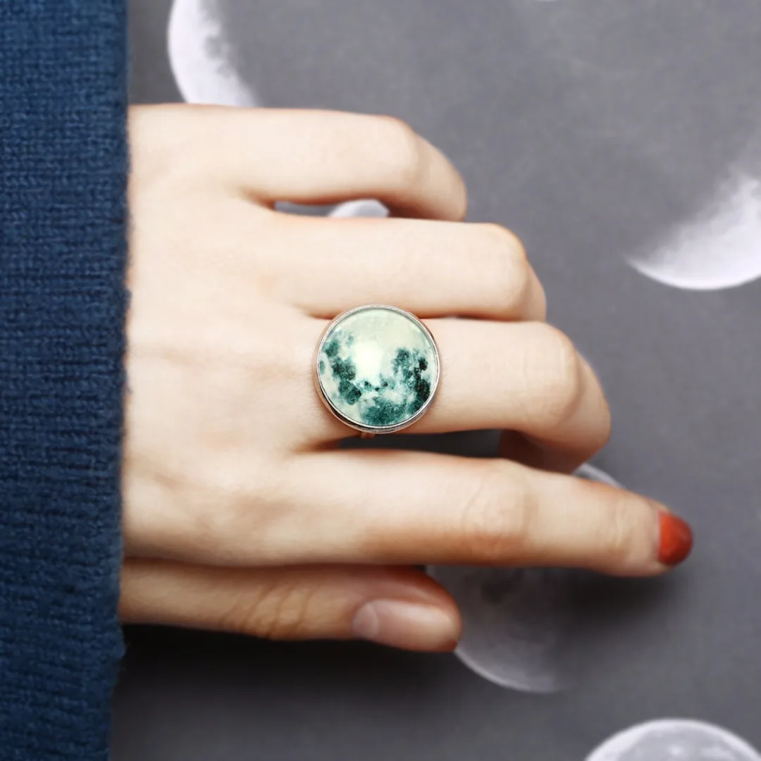

Men Luminous Finger Fashion Jewelry Accessories Charms Glow In The Dark Finger Ring Full Moon Open Adjustable Rings Shellhard