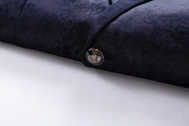 PYJTRL Мужской Ретро винтажный темно-синий цветочный принт Повседневный бархатный блейзер Homme дизайн Casacas Мужской Пиджак Приталенный пиджак