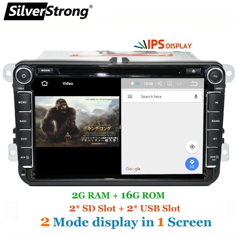 Best SilverStrong 2Din IPS ANDROID9.0 Car DVD for VW Android for Volkswagen for Passat for Golf for Polo/Octavia radio for Skoda 801 1