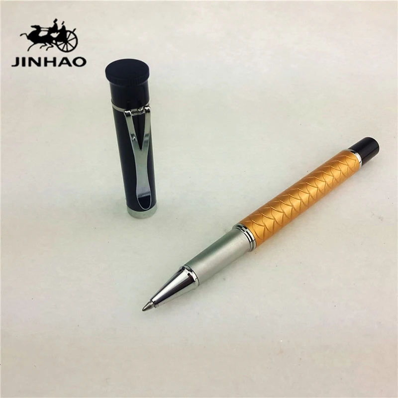 

1pc/lot JINHAO Y3 Roller Ball Pen Luxury Gold Pen Silver Clip Fine Nib Caneta Material Escolar JINHAO Roller Pen 12.3*1.3cm