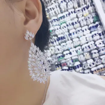

Brand New Fashion Luxury Flower Full Pave Cubic Zirconia Engagement Party Earring Bridal Wedding Earring For Women E7656