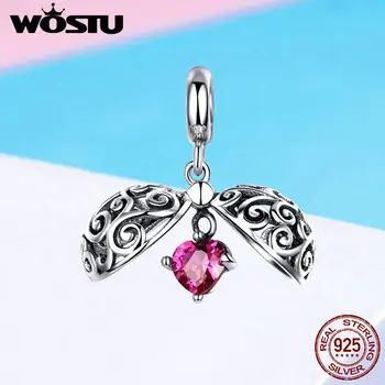 

WOSTU New Design Open Love Heart Charms 925 Sterling Silver Beads Fit Original Bracelet Pendant Necklace DIY Jewelry FIC1114