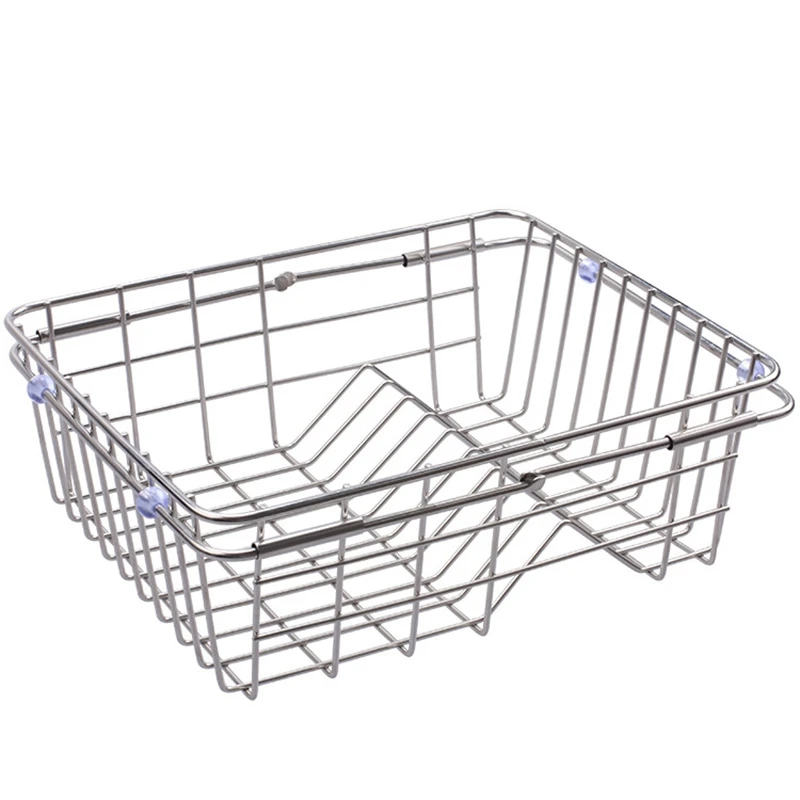 

New Multifunctional Stainless Steel Sink Draining Racks Holders Retractable Dish Drainer Rack Vegetables Basket Kitchen Storage