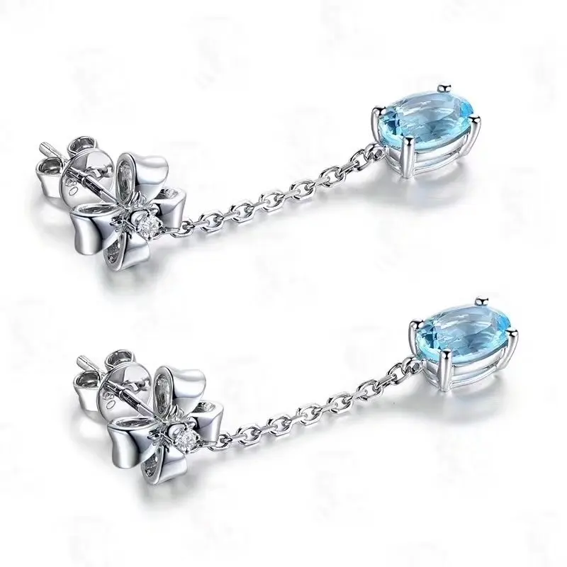 Верность естественно 5*7 мм Швейцарский голубым топазом S925 Серебряные серьги Элегантные украшения для женщин партии натуральный голубой драгоценный камень