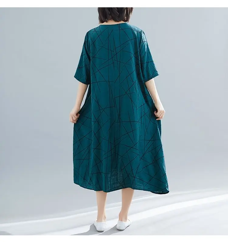 NYFS/Новинка 2019 года; летнее платье в винтажном стиле; Looose Wome платье; vestidos robe Femininos; модное хлопковое льняное длинное платье с коротким рукавом