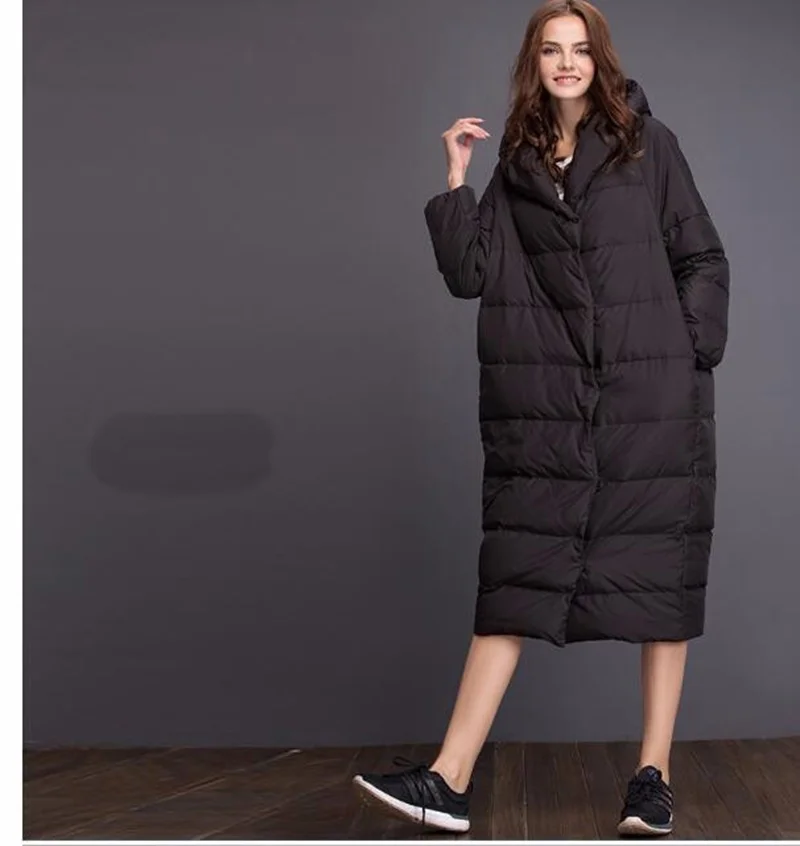 TopFurMall) Европейская Осенняя зимняя женская парка пуховое пальто с капюшоном женская верхняя одежда X-Long пальто размера плюс LF5149
