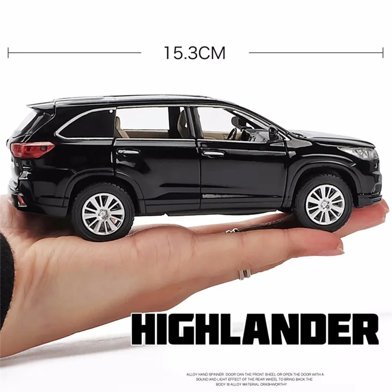 1:32 Alloy TOYOTA Highlande Scale Diecast Cars Model Metal Toy car 6 Doors Open Pull Back sound Light Car kids Toys for children 1:32 Alloy TOYOTA Highlande Scale Diecast Cars Model Metal Toy car 6 Doors Open Pull Back sound Light Car kids Toys for children