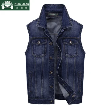 

Denim Vest Men Brand Motorcycle Style Mens Sleeveless Jacket Waistcoat Men's Jean Coat Ripped Slim Fit Male Cowboy Vest M-3XL