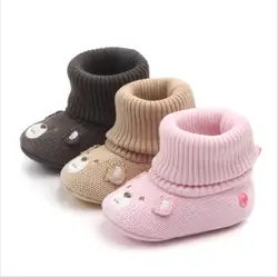 Для новорожденных Для мальчиков ясельного возраста для девочек Теплые зимние ботинки Обувь для младенцев Prewalker пинетки животного уши