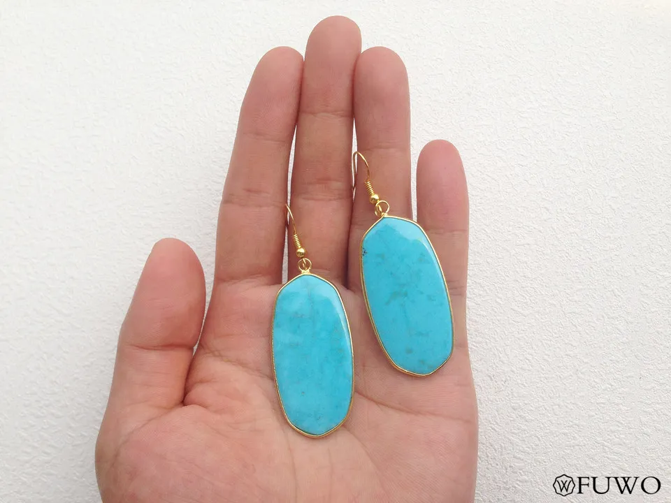 Turquoise Howlite natural stone earrings 11