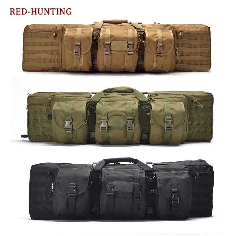 

Tactical Double Long Rifle Pistol Gun Bag Transportation Case w/ Backpack Lockable Compartment 120