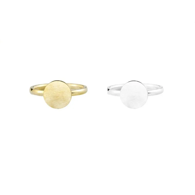 Rose Gold Color Full Moon Rings Stainless Steel Band Simple Brushed Circle Round Finger Ring 9 Round Rings