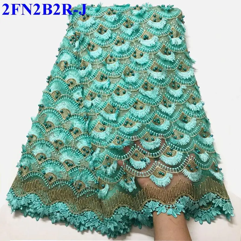 

New arrival african lace fabrics high quality green cord French Tulle Lace fabric for party dress Nigerian beaded lace fabric
