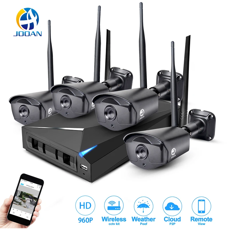 JOOAN Wireless Security Camera System 4CH CCTV NVR 960P ...