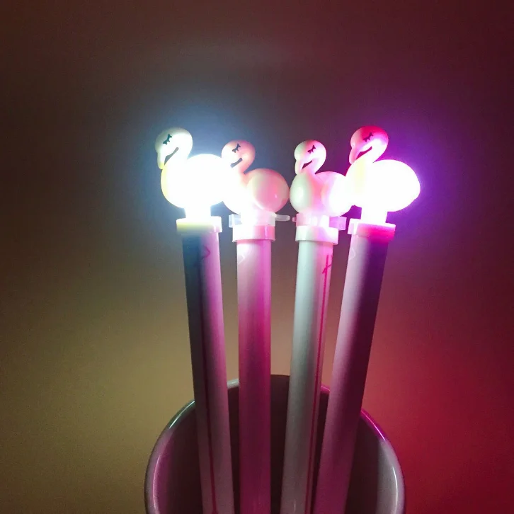 2 предмета мультфильм свежий светильник Фламинго гель ручка для школы офиса питания студент канцелярские ролик мяч гелевая черные чернила