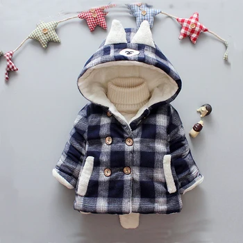 

Baby Winter Outerwear Coat for Baby Boys Fashion Plaid Warm Jackets Cotton-padded Plus Velvet Autumn Thickening Snowsuit Coat