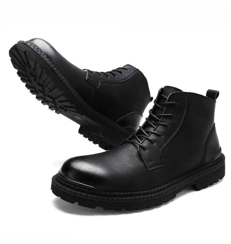 NPEZKGC/осенние мужские ботинки из натуральной кожи; высококачественные водонепроницаемые ботильоны для отдыха; винтажные мужские ботинки в байкерском стиле; botas hombre