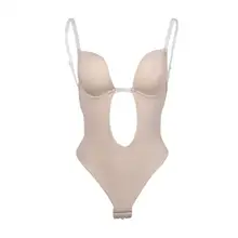 Sexy Bodysuit Underwear Backless Party Dress Women Body Shaper Slips Bra G-string Waist Trainer U Plunge Underdress Shapewear aztec print plunge backless shift dress