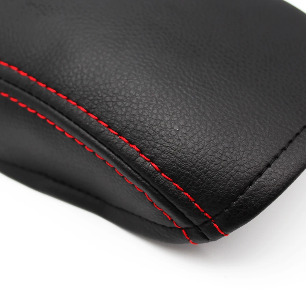 Car Styling Center Console Lid Armrest Box Cover DIY Black Leather With Red Stitching for Hyundai Elantra 2004 - 2012