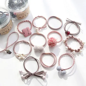 

12 Pcs/bottle Women Hair Ropes Rubber Band Cute Hair Ties Bow Elastic Hair Band hairband Girls Hair Accessories