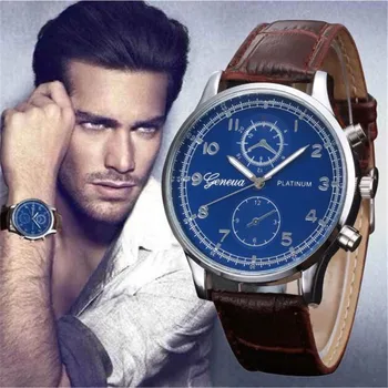 

watch Men Modern Fashion Quartz Classic Business Retro Design Leather Band Analog Alloy Wrist Watch reloj deportivo hombre A2
