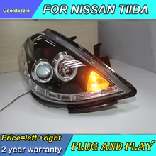 Для Nissa Tiida светодиодный головной фонарь 2008 2009 2010 год передние фары Дневные ходовые огни поворотные сигнальные ангельские глазки