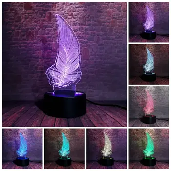 

3D Illusion NightLight LED 7 Colors Changing Flash Light Animal Feather Model Flash Toys