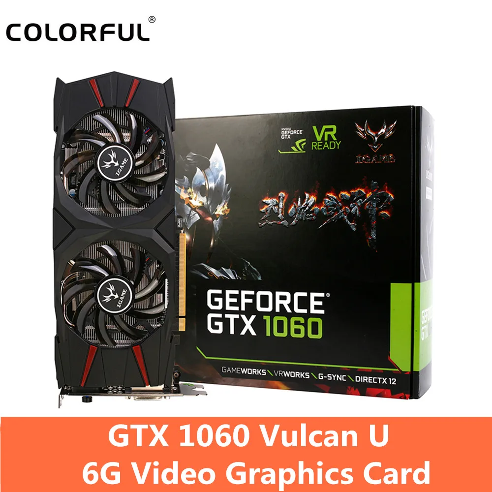 

Colorful GeForce iGame GTX 1060 Vulcan U 6G Gaming Video Graphics Card 192bit GDDR5 PCI-E X16 3.0 2 Fans DVI+ HDMI + DP