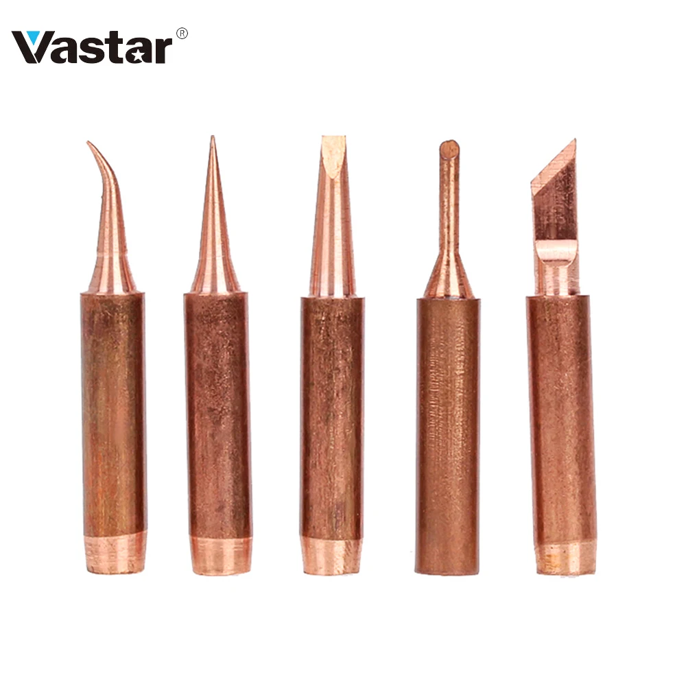 

Vastar 5pcs 900M-T-K Pure Copper Soldering Iron Tip Lead-free Welding Sting For Hakko 936 FX-888D 852D Soldering Iron Station