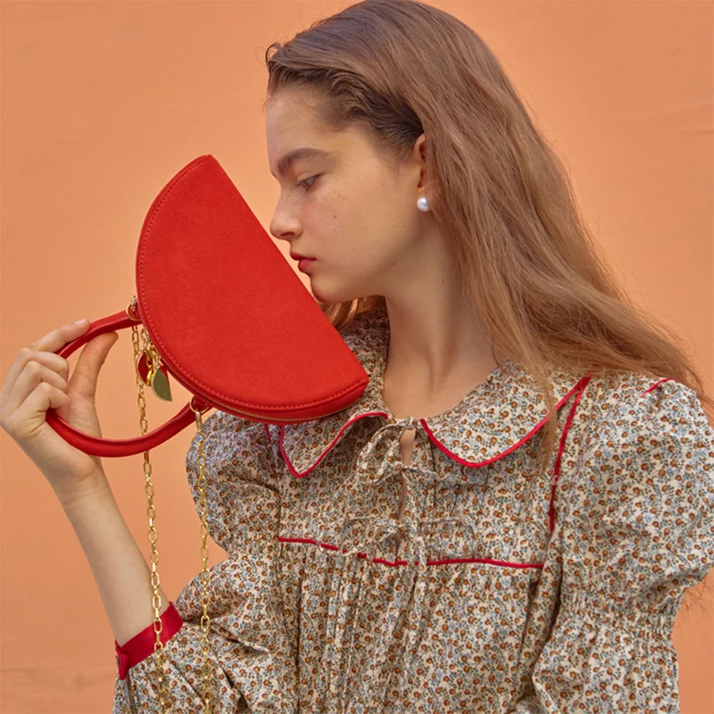 

Mini Matte leather Women Handbag Luxury Chain women Shoulder Messenger Bag Semi-circular Evening party Bag Travel Hand Handbags