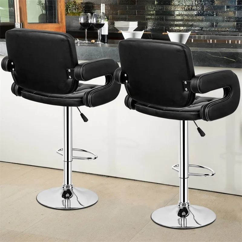 

2-Set PU Leather Swivel Bar Stools Adjustable Pub Chair High Quality Bar Stools Modern Bar Chairs HW55501BK